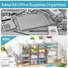 Vtopmart 4 Set Acrylic Desk Organizer with 16 Drawers for Office, Makeup | Clear Storage Drawers for Office Supplies, Desktop Organization for Makeup, Jewelry, Art Crafts, Bead, Pen, Stationary(B)