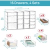 Vtopmart 4 Set Acrylic Desk Organizer with 16 Drawers for Office, Makeup | Clear Storage Drawers for Office Supplies, Desktop Organization for Makeup, Jewelry, Art Crafts, Bead, Pen, Stationary(B)