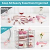Vtopmart 4 Set Acrylic Desk Organizer with 16 Drawers for Office, Makeup | Clear Storage Drawers for Office Supplies, Desktop Organization for Makeup, Jewelry, Art Crafts, Bead, Pen, Stationary(C)