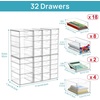 Vtopmart 4 Set Acrylic Desk Organizer with 16 Drawers for Office, Makeup | Clear Storage Drawers for Office Supplies, Desktop Organization for Makeup, Jewelry, Art Crafts, Bead, Pen, Stationary(E)