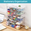 Vtopmart 4 Set Acrylic Desk Organizer with 16 Drawers for Office, Makeup | Clear Storage Drawers for Office Supplies, Desktop Organization for Makeup, Jewelry, Art Crafts, Bead, Pen, Stationary(E)