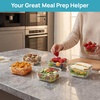 Vtopmart 5Pack 30oz Glass Meal Prep Container Sets with Lids, Grey | Glass Food Storage Containers, Snap Airtight Lid, For Microwave, Oven, Freezer and Dishwasher Safe, BPA Free(Green)