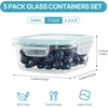 Vtopmart 5Pack 30oz Glass Meal Prep Container Sets with Lids, Grey | Glass Food Storage Containers, Snap Airtight Lid, For Microwave, Oven, Freezer and Dishwasher Safe, BPA Free(Green)