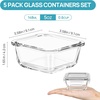 Vtopmart 5Pack 30oz Glass Meal Prep Container Sets with Lids, Grey | Glass Food Storage Containers, Snap Airtight Lid, For Microwave, Oven, Freezer and Dishwasher Safe, BPA Free(Grey)