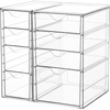 Vtopmart 4 Set Acrylic Desk Organizer with 16 Drawers for Office, Makeup | Clear Storage Drawers for Office Supplies, Desktop Organization for Makeup, Jewelry, Art Crafts, Bead, Pen, Stationary(C)