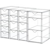 Vtopmart 4 Set Acrylic Desk Organizer with 16 Drawers for Office, Makeup | Clear Storage Drawers for Office Supplies, Desktop Organization for Makeup, Jewelry, Art Crafts, Bead, Pen, Stationary(B)