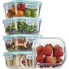 Vtopmart 5Pack 30oz Glass Meal Prep Container Sets with Lids, Grey | Glass Food Storage Containers, Snap Airtight Lid, For Microwave, Oven, Freezer and Dishwasher Safe, BPA Free(Green)