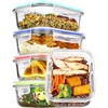 Vtopmart 5Pack 30oz Glass Meal Prep Container Sets with Lids, Grey | Glass Food Storage Containers, Snap Airtight Lid, For Microwave, Oven, Freezer and Dishwasher Safe, BPA Free(Multicolour)